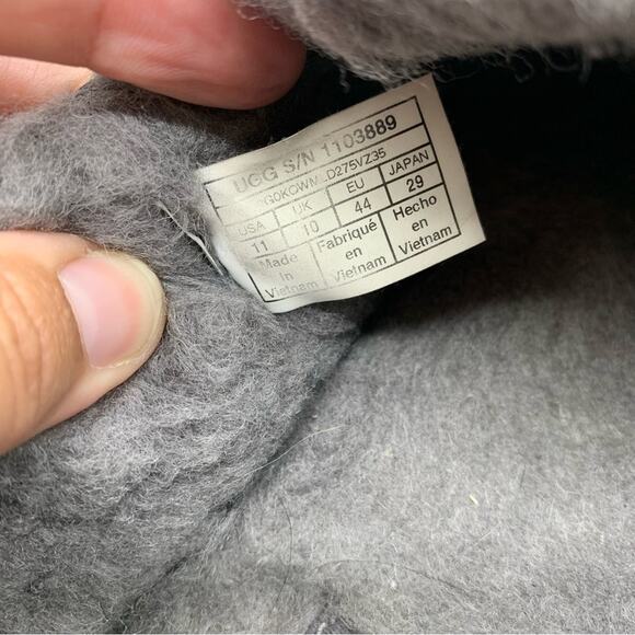 UGG Ascot Leather Shearling Lined Slippers In Black Marble Size 11 Lounge Comfy - Picture 11 of 13